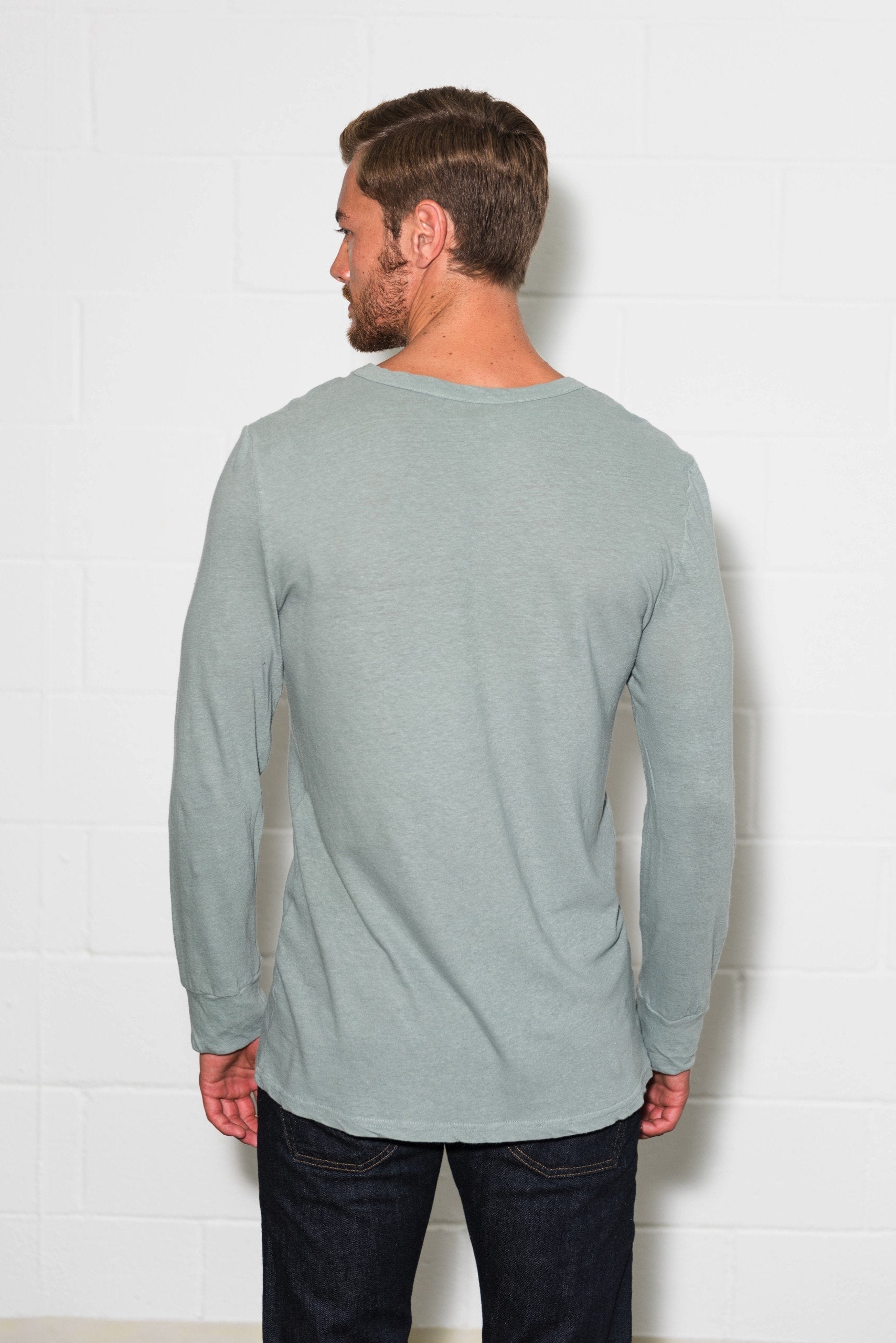 Men's Linen Blend Wide Cuff Long Sleeve Tee