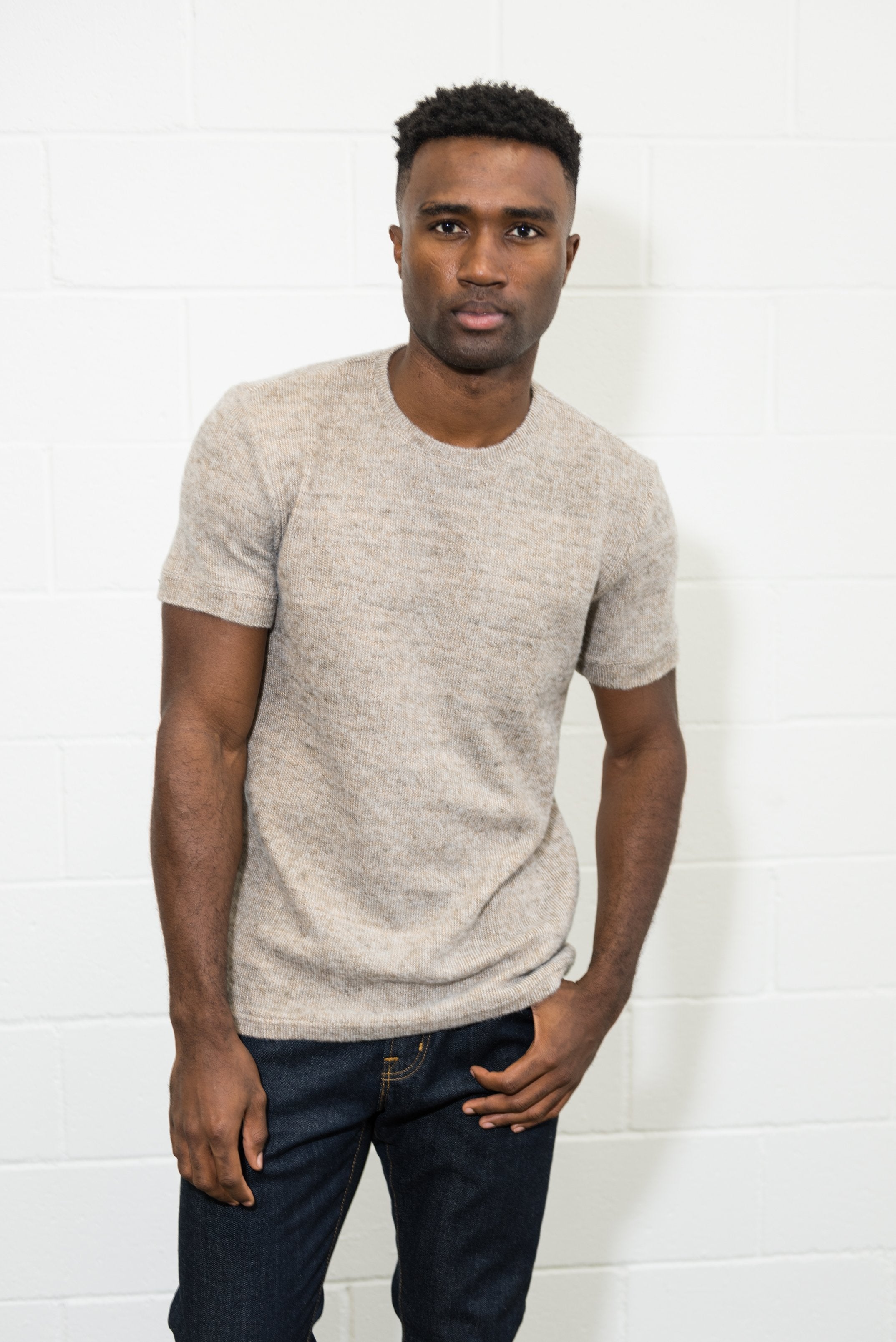 Men's Soft Knit Melange Short Sleeve Crew Tee