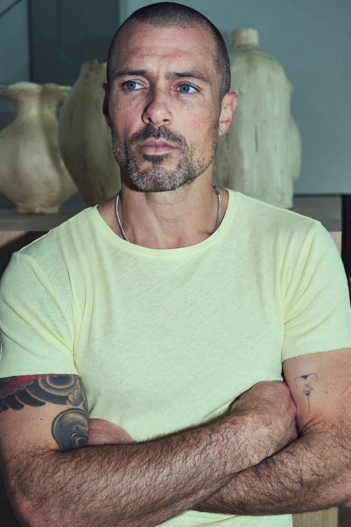 Men's Linen Blend Crew Neck Tee