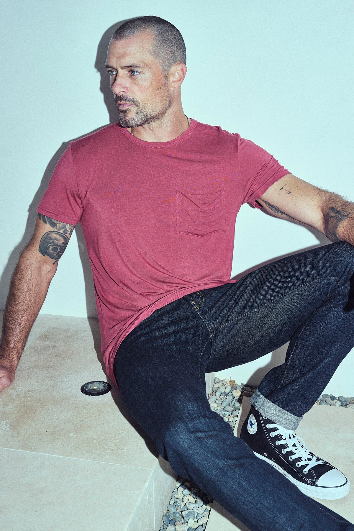 Men's Madison Modal V-Pocket Crew with Shoulder Seam