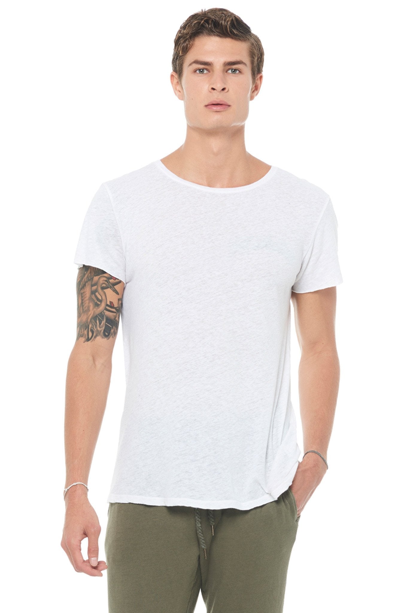 Men's Linen Blend Crew Neck Tee