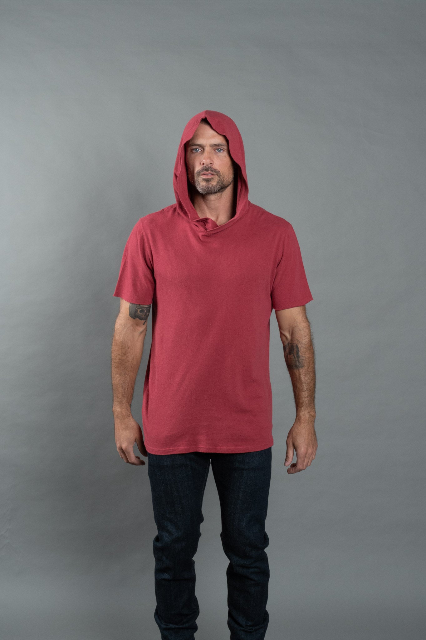 Men's Linen Blend Short Sleeve Hoodie