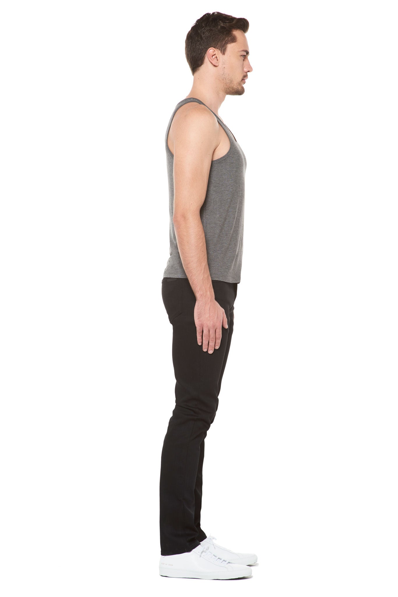 MEN'S MODAL SCOOP NECK TANK TOP - HEATHER GREY